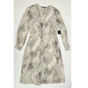Marc Aurel Women's White/Soft Beige & Black Snake Patterned Dress Size 6
